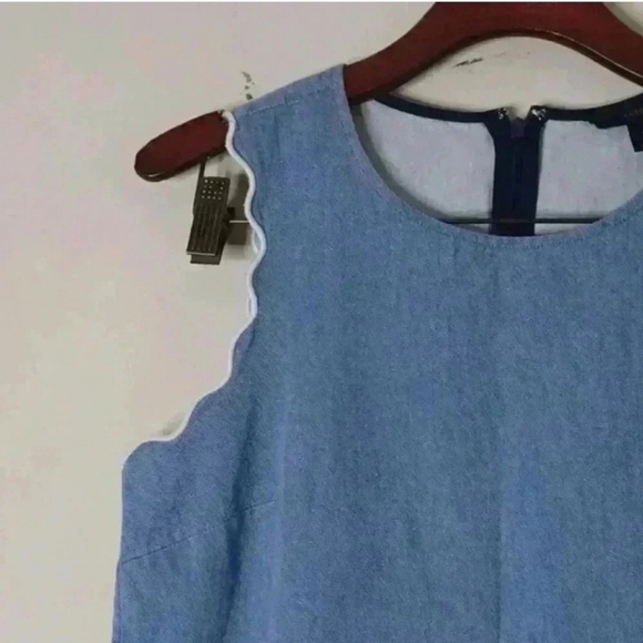 J Crew Scalloped Chambray Denim Grommet Tank Top - Picture 6 of 14